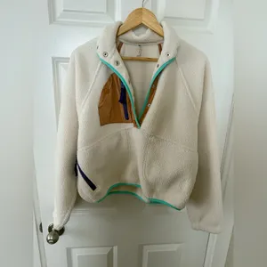 FP Movement by Free People Cream Sherpa Pullover with Tan Trim and Blue Accents thumbnail 8