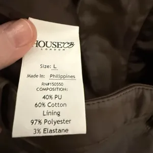 House of CB Inaya Chocolate Brown‎ Stretch Vegan Leather Trousers Size Large thumbnail 9