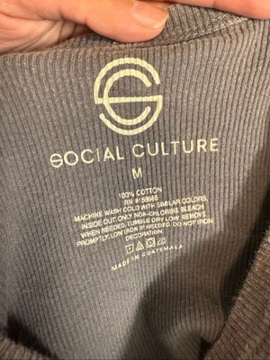 Social Culture Amsterdam 1968 Baby Tee Womens M Washed Charcoal Gray Ribbed thumbnail 6