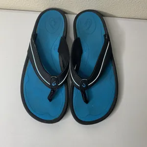 Olukai Bright Blue Black Sandals Flip Flops Women’s Sz 8 *See Note thumbnail 3