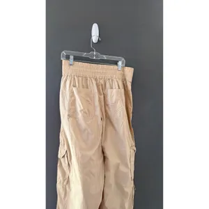 Aerie Tan Khaki Wide Leg Cargo Pants‎ High Rise Elastic Waist Womens Size Large thumbnail 7