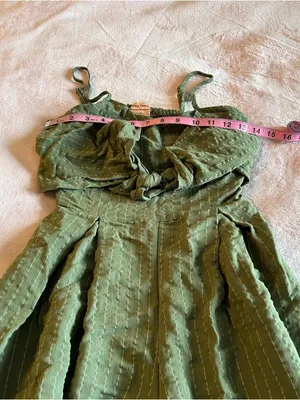 Flying Tomato green striped spaghetti strap wide leg crop jumpsuit size S boho thumbnail 7