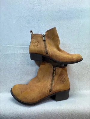 Lucky Brand Women’s Brown Suede Ankle Boots Size 3M Side Zip Western Booties thumbnail 2