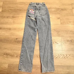 Pacsun‎ Playboy Jeans Womens 22 Blue Denim Straight High Rise Rainbow Bunny thumbnail 2