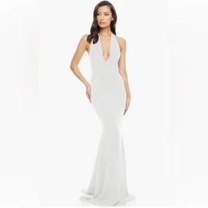 NWOT Dress The Population Camden Mermaid Hem halter white Gown sz XS thumbnail 4