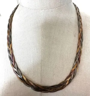 multi tone vintage braided Necklace thumbnail 1