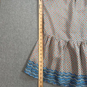 Umgee Drop Waist Off Shoulder Mini Tunic Dress Size Small Crochet Trim Gray Blue thumbnail 6