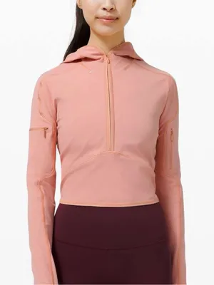 lululemon athletica Break a Trail 1/2 zip Performance Hoodie in pastel pink 2 thumbnail 1