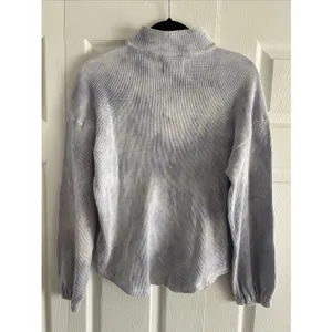 Madewell MWL Quarter Zip Pullover Womens Size S Blue Tie Dye Waffle Sweatshirt thumbnail 5