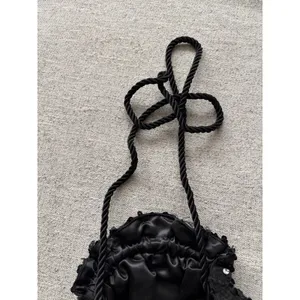 Sparkly Black Sequin Ruched Drawstring Evening‎ Bag thumbnail 5