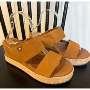 Joie genuine tan suede wedge espadrille sandals size 9.5 thumbnail 2