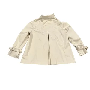 NORMA KAMALI Luxury Jacket Cropped Flared Swing Lightweight Neutral Tan Coat 6 thumbnail 3