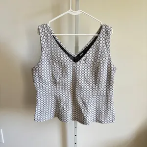 Anthropologie Maeve EUC Women's Black White Textured Astoria Peplum Top Size XL thumbnail 3