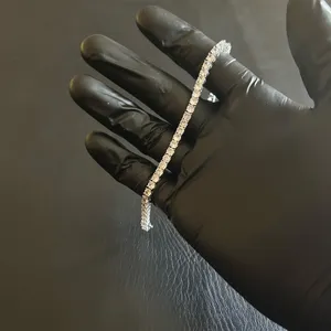 Moissanite Tennis Bracelet VVS1 Passes Tester 4mm 7Inches Silver Iced Out Miami thumbnail 1