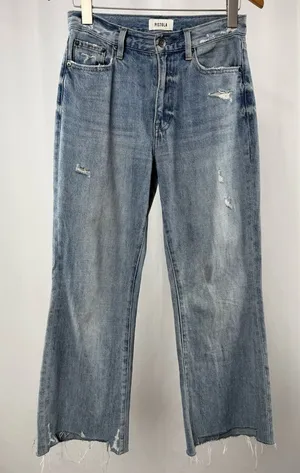 Pistola High Rise Distressed Straight‎ Leg Raw Hem Jeans in Rutls Blue Size 26 thumbnail 1
