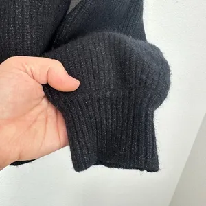 The Group‎ by Babaton Merino Wool Black Cropped V Neck Cardigan Luxe Lounge Cozy thumbnail 3