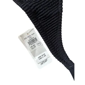 Aerie Womens XS Black Textured Triangle Bikini Top Tie Straps Swimwear NWT New thumbnail 2