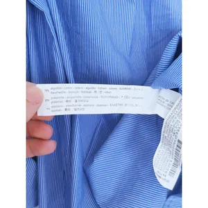 Zara Tiered Ruffle Off Shoulder Top XS Blue Pinstripe Retro European Coastal thumbnail 7
