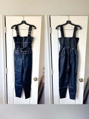 WeWoreWhat Vegan Leather‎ Moto Overalls Zipper Black XS NWT thumbnail 2