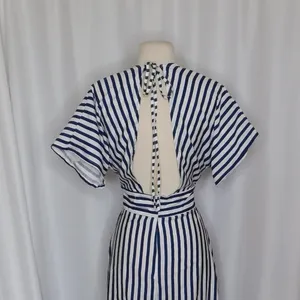618 SIX ONE EIGHT Blue White Stripe Cabana Resort Dress Cruise Resortwear Medium thumbnail 7