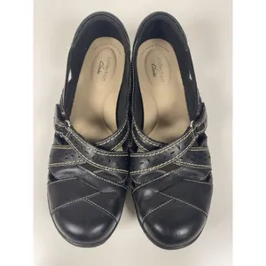 Clarks Ashland Spin Q Womens Size 8.5M Black Tan Leather Loafer Mary‎ Jane Shoes thumbnail 2