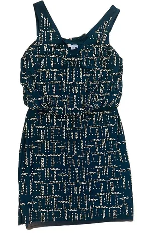 Cache Dark‎ teal Golden beaded blouson mini party dress fancy size 4 Retail $268 thumbnail 1