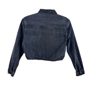 Mono B Cropped‎ Denim Jacket Black Washed Button Front Edgy Biker Streetwear S thumbnail 2