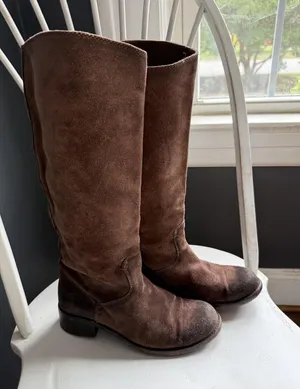 Frye Elena Brown Suede Riding Boots size 8B thumbnail 1