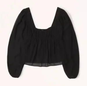 Abercrombie | Sheer‎ Puff Sleeve Sweetheart Neckline Long Sleeve Top in Black XS thumbnail 1