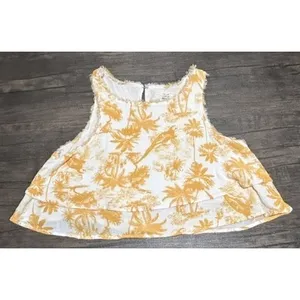 Le Lis Tropical Crop Tank Top Islandcore Parrot Palm Tiered Boxy Resort‎ Medium thumbnail 2