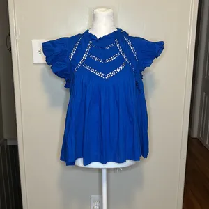 Tuckernuck Sea New York Aqua Paco Solid Flutter Sleeve Top NWT Size Small thumbnail 7