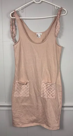 Venus Peach Pink Shoulder Tie Lounge Mini Dress XS Summer Loungewear Beach Cozy thumbnail 1