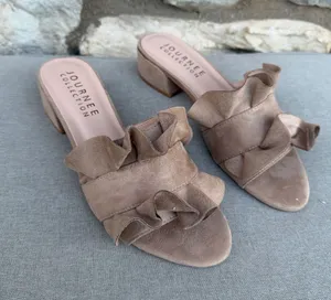 Journee Collection Taupe Ruffle sandals size 6 NEW thumbnail 1