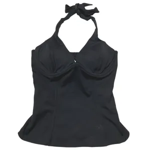 Athleta Sculpted Halter Tankini Black Bikini Tankini Top 32D/DD‎ Tall EUC thumbnail 2