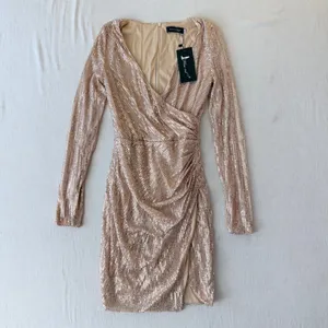 NWT Miss Ord Rose Gold Sequin Mini Dress S Glam Party Cocktail Y2K thumbnail 10