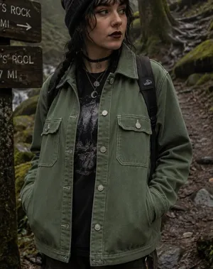 Green khaki jacket Large | grunge vibe thumbnail 1