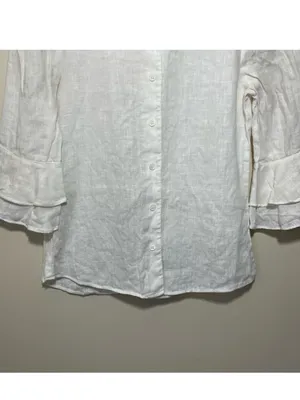 Reformation Linen Ruffle Shirt thumbnail 4