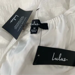 Lulu's Hello Sweetheart White Puff Sleeve Tiered Midi Dress Size Medium NWT thumbnail 5