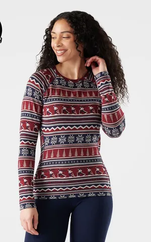 Smartwool Women's Classic Thermal Merino Base Layer Crew Fair Isle Size M thumbnail 1