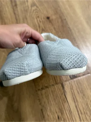 Toms X West Elm Womens Alpargata Mid Grey Repreve Waffle Knit Faux Shearling thumbnail 3