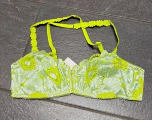 Savage X Fenty Perfect Poppies Lace Bralette Large Green Blue Romantic Delicate thumbnail 4