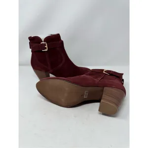 Diba Womens Shoes Boots Sz 7.5 Burgundy Red Suede Leather Heeled Chic Casual New thumbnail 4