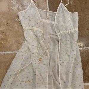 Morena Rosa Brazilian Sheer White Gold Tie Swim Beach Coverup S Cotton thumbnail 4