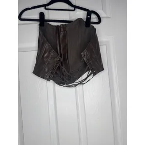 Out From Under Brown Faux Leather Bustier Corset Top Size Small‎ thumbnail 2