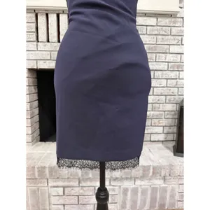 Alice &‎ Olivia Mini Slip Dress Women Size 2 Navy Blue Lace Trim Cross Back thumbnail 13