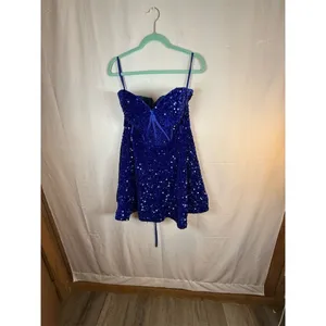 Unbranded Dress Womens Size 14 Royal Blue Sequin Corset Back Mini thumbnail 2