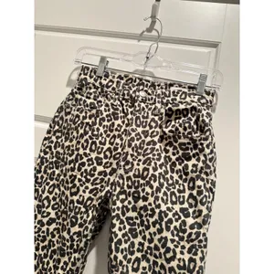 Zara Leopard Print Straight Leg Jeans Tan Black Animal‎ Print Womens 0 thumbnail 2