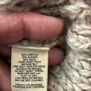 Moth Anthropologie Size S Oversized V Neck Sweater Chunky Knit Tan Alpaca Wool thumbnail 4