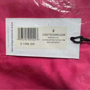 WeWoreWhat Hot Pink Strapless Feather Trim Slit Maxi‎ Dress Size 2 thumbnail 5