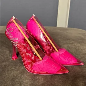 Barbie x ALDO Barbiestessy Collection Pink Translucent Pointed Toe Pumps 7 NEW thumbnail 5